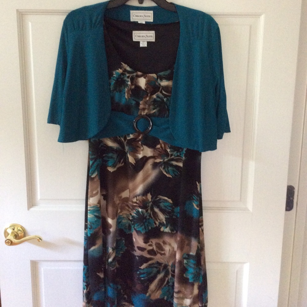 Chelsea Suite Dress Jade, Brown & Black Size 12P